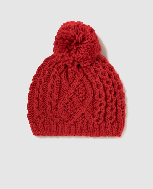 Gorro de niña Bass 10 rojo con pompón