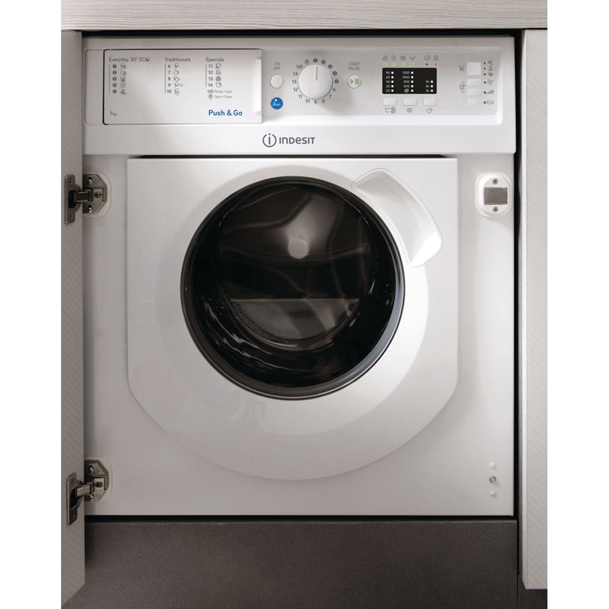 Lavadora de carga frontal integrable Indesit BI WMIL 71252 EU de 7 Kg y 1.200 rpm