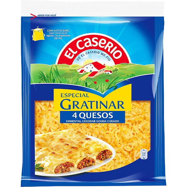 queso rallado 4 quesos especial para gratinar bolsa 140 g · EL CASERIO