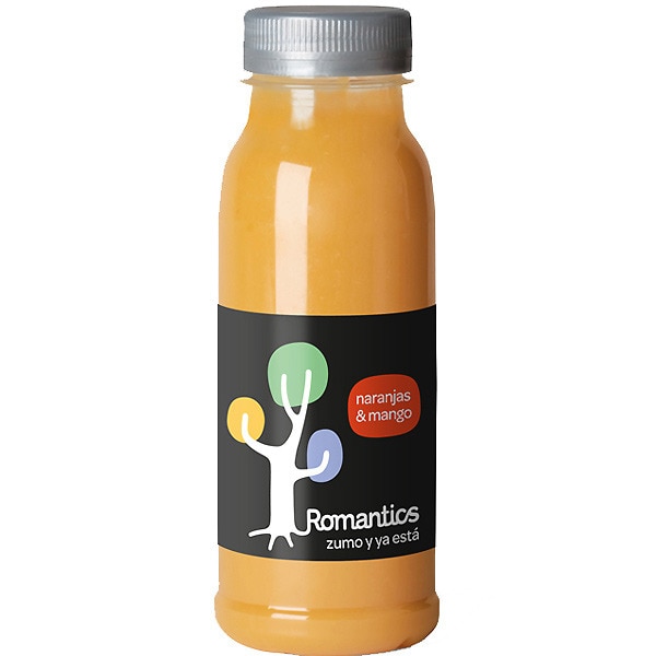 ROMANTICS zumo recién exprimido de naranja y mango botella 250 ml 