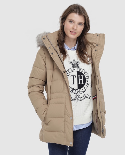 tommy hilfiger womens khaki coat