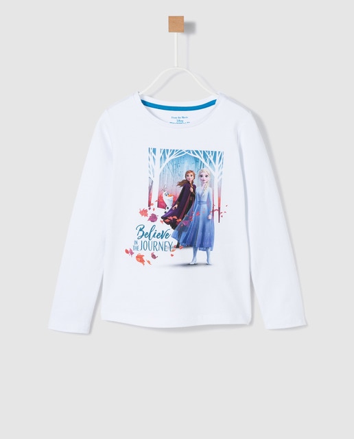 Camiseta de niña Disney en blanco con dibujo de Frozen
