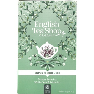 English Tea Shop Chá Super Goodness Branco, Sencha e Matcha Biológico embalagem 35 g