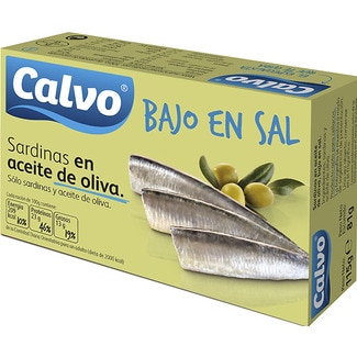 CALVO low salt sardines in olive oil tin 81 drained weight g