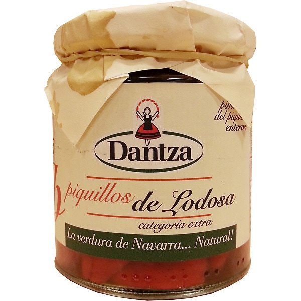 DANTZA pimientos del piquillo DOP de Lodosa frasco 180 g neto escurrido 