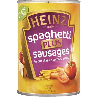Spaguetti con salchichas lata 400 g - Heinz