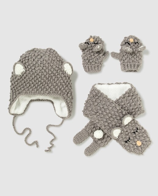 Ensemble Crochet Bebe Garcon Brotes Gris Et Ecru Mode El Corte Ingles