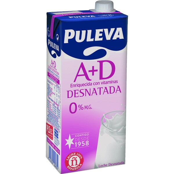 skimmed milk with vitamin A+D carton 1 l · PULEVA · Supermercado El