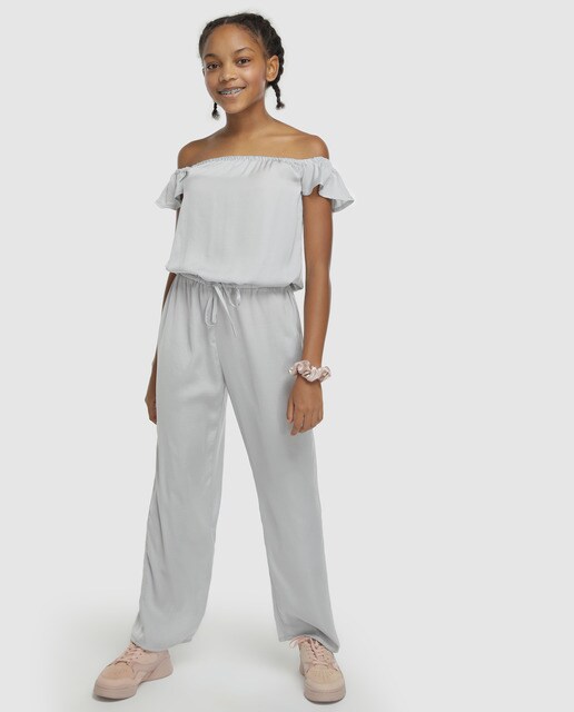 silver satin jumpsuit