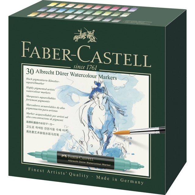 Estuche 30 Marcadores Acuarelable Doble Punta Albrecht Dürer Faber-Castell.