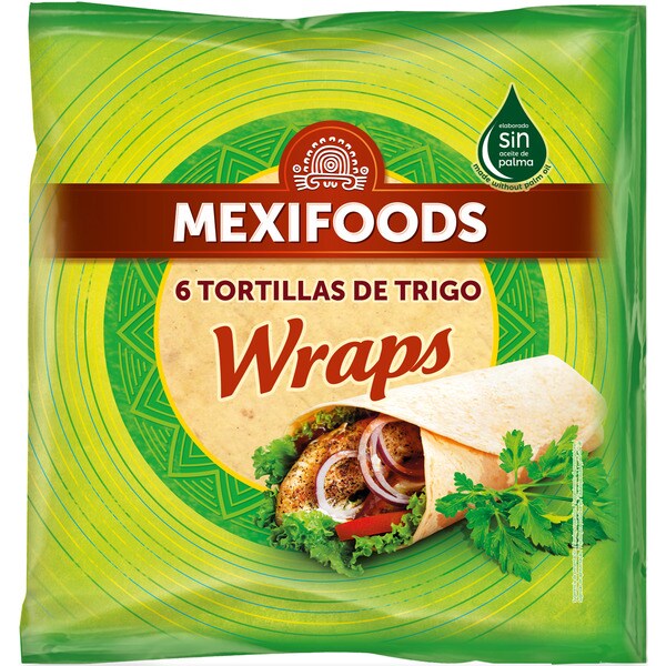 Comprar tortillas de trigo wraps 6 unidades paquete 370 g · MEXIFOODS