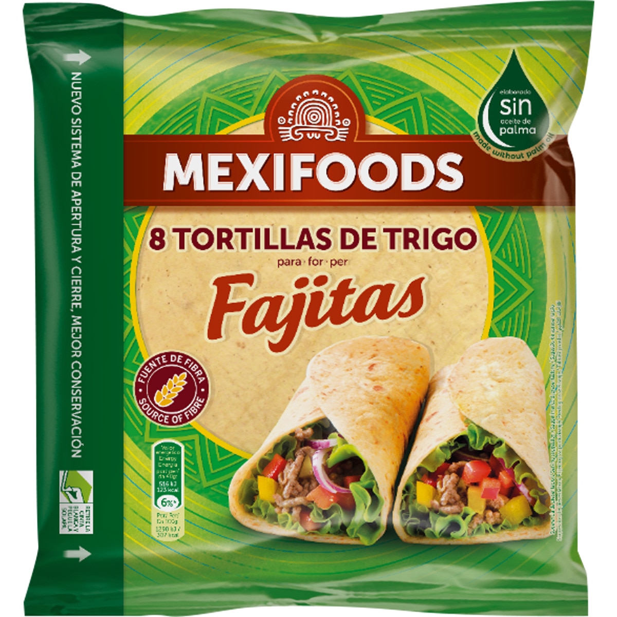 Tortillas de trigo para fajitas 8 unidades paquete 320 g · MEXIFOODS
