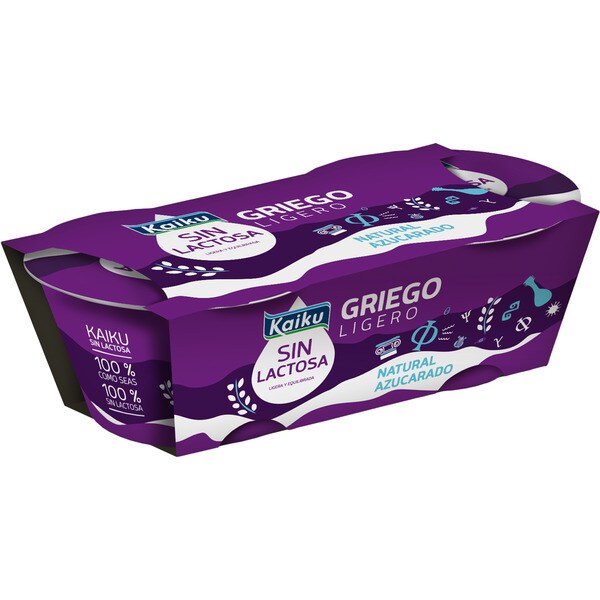 Comprar yogur griego ligero natural azucarado sin lactosa pack 2