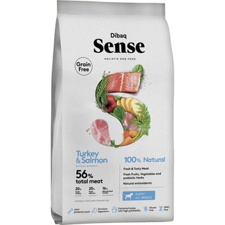 DIBAQ Sense pienso para perros cachorros de todos los tamaños No Grain con salmón y pavo bolsa 2 kg