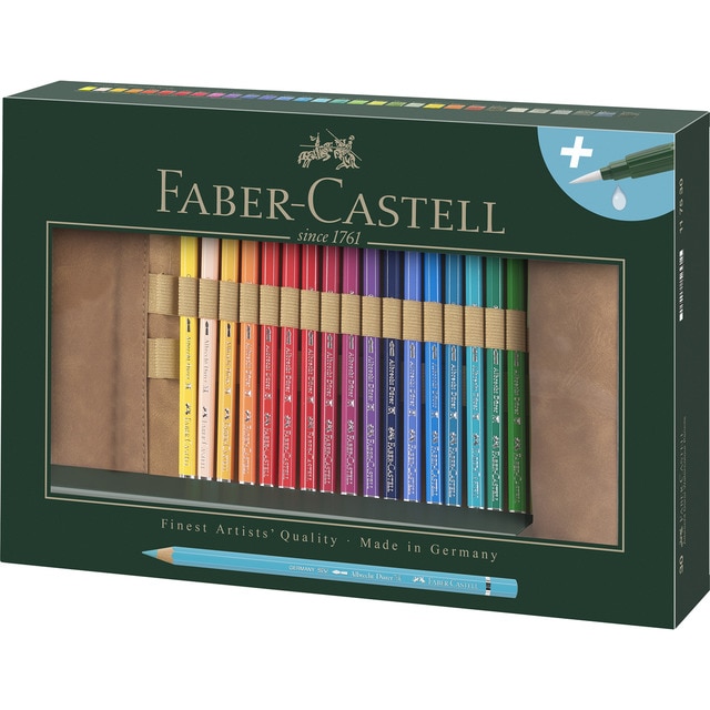 Enrollable con 30 Lapiceros Albrecht Dürer y Pincel con Depósito Faber-Castell.