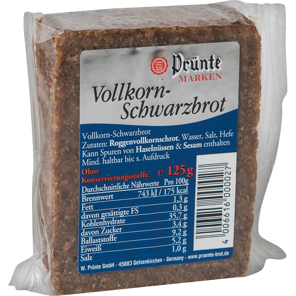 Buy Marken German wholemeal rye black bread packet 125 g · PRUNTE