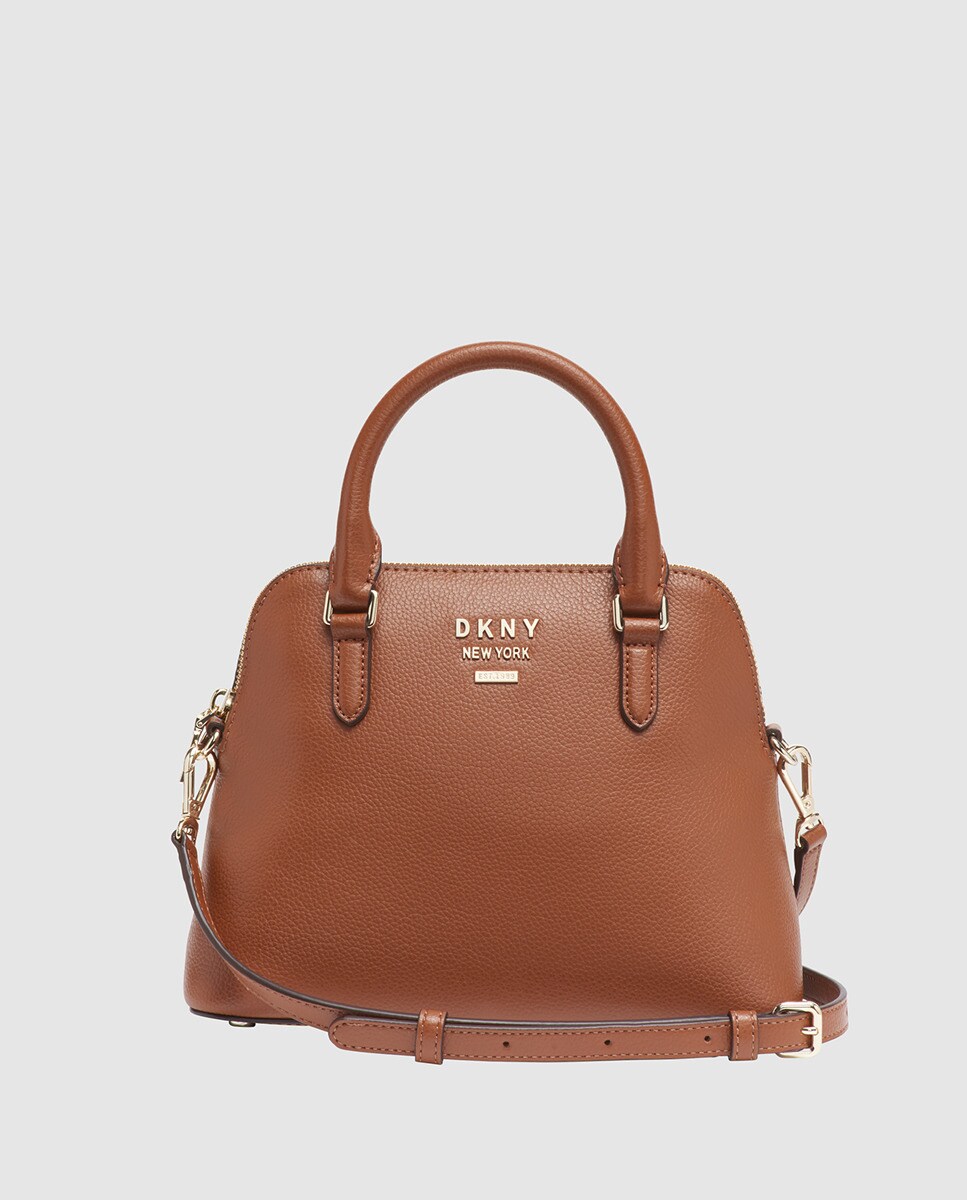 Mala de mão DKNY camel em pele bovina com asa comprida