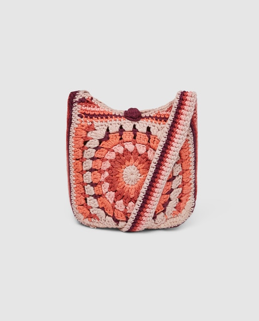 Bolso de niña Brotes de crochet cuadrado