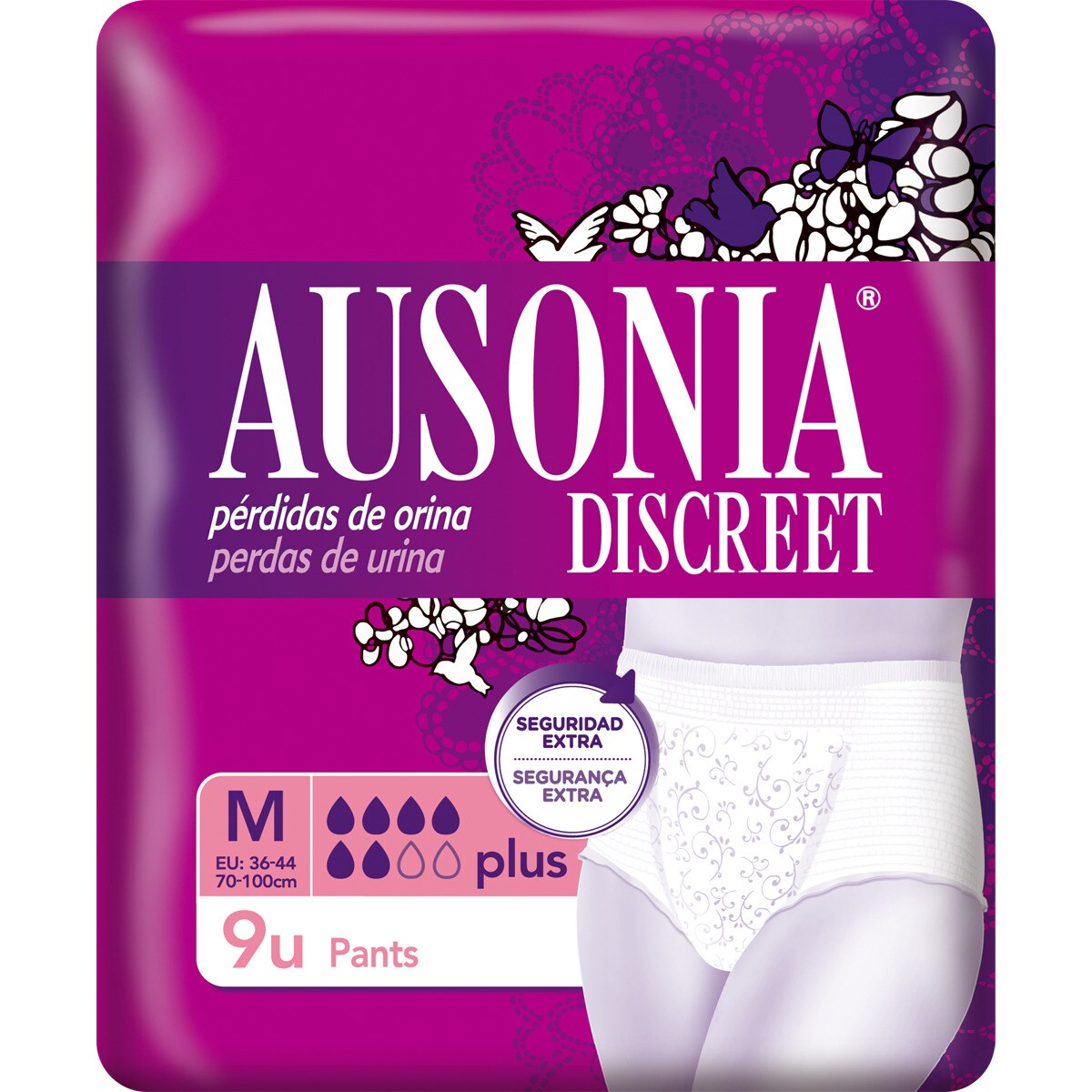 Pant plus incontinence briefs size medium bag 9 units · AUSONIA DISCREET · Supermercado El Corte