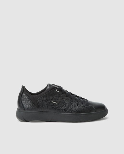 mens black leather trainers