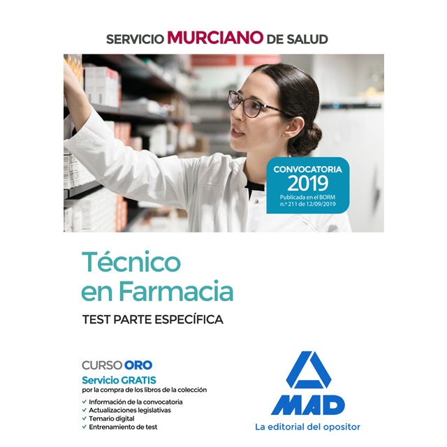 Técnico en farmacia del servicio murciano de salud. Test temario parte específica (Tapa blanda)