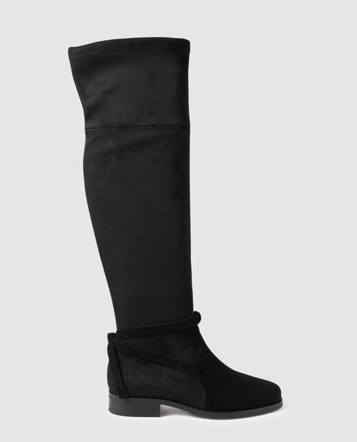 Botas de mulher Dansi pretas em pele