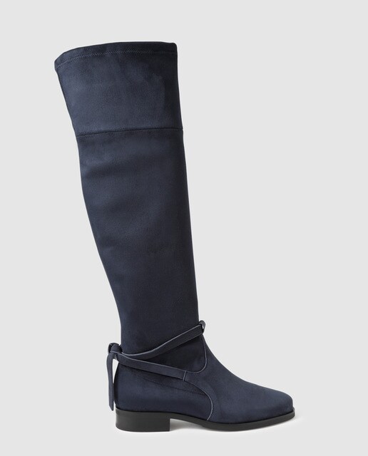 Botas de mulher Dansi azul-marinho em pele