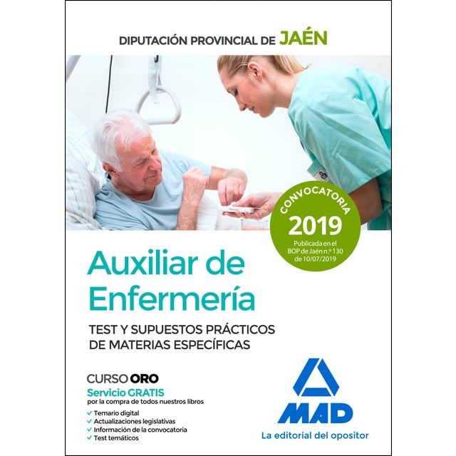 Auxiliar de enfermería de la diputación provincial de jaén. Test y supuestos prácticos de materias específicas (Tapa blanda)