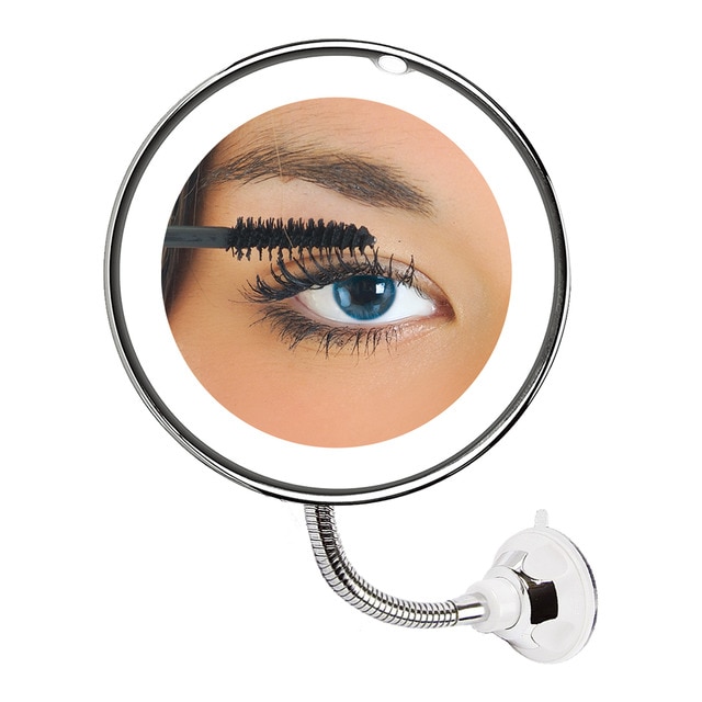 Flexi Mirror, espejo flexible con aumento 10x y luz LED · Decora y