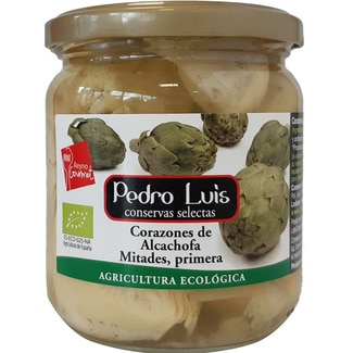 PEDRO LUIS Bio-Artischockenherzen in Hälften erste Güteklasse Flacon 210 g netto Abtropfgewicht
