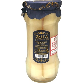 ZALEA Gourmet espárragos blancos IGP de Navarra extra gruesos 4-6 piezas frasco 325 g neto escurrido