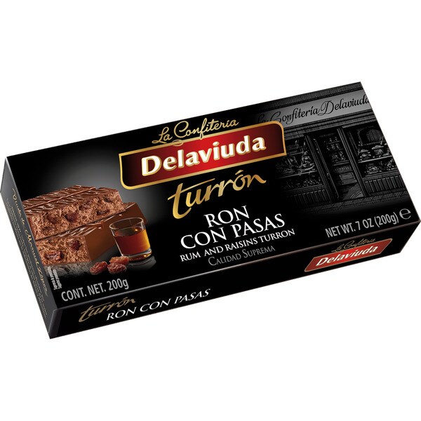 Turrón praliné de ron con pasas Calidad Suprema estuche 200 g