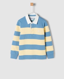 blue striped polo