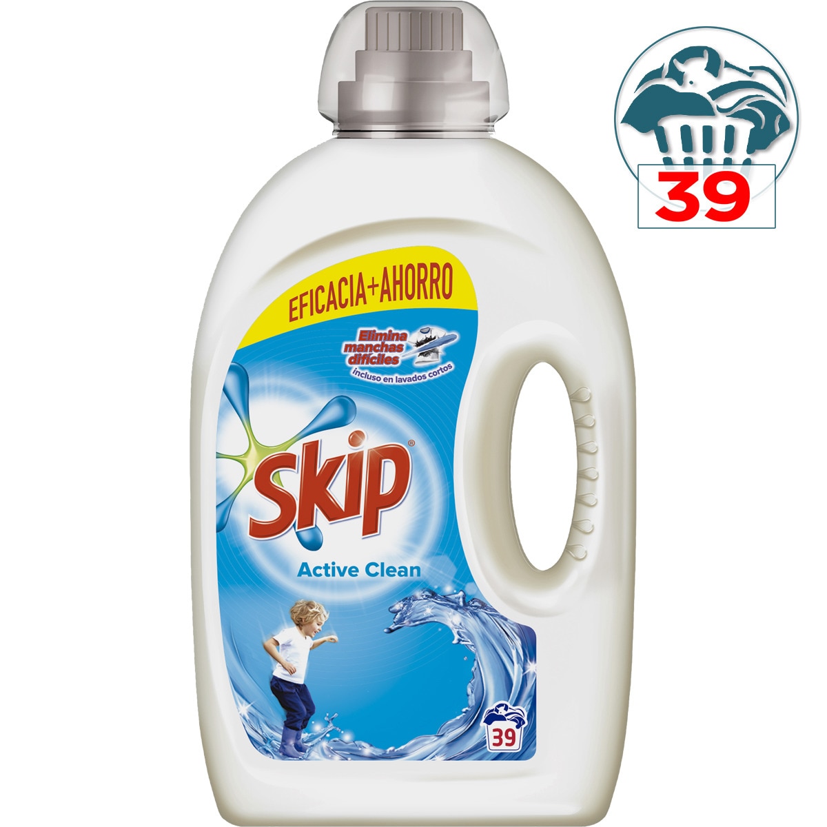 Comprar Active Clean detergente máquina líquido azul botella 39 dosis · SKIP · Supermercado El