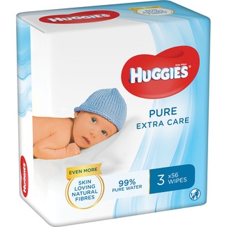 HUGGIES toallitas infantiles Pure Extra Care pack 3 envases 56 unidades