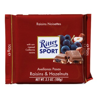 Ritter Sport Chocolate de Leite com Passas e Avelãs embalagem 100 g