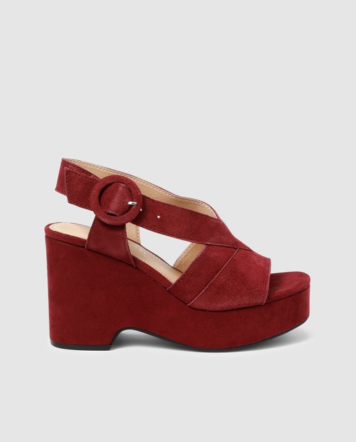 burgundy suede sandals