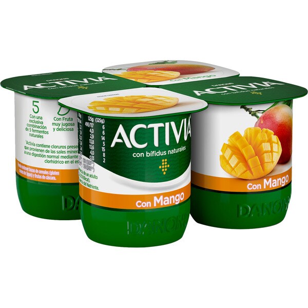 Bifidus with mango, glutenfree 4pack units 125 g · DANONE ACTIVIA