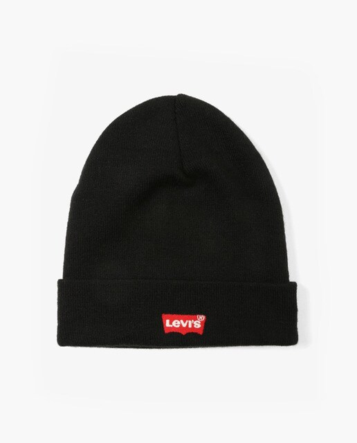 Gorro con vuelta de hombre en punto negro con logo