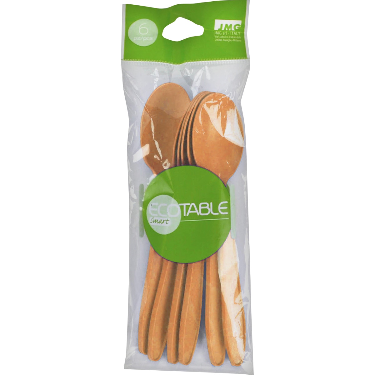 Compostable orange spoons packet 6 units · ECOTABLE · Supermercado El
