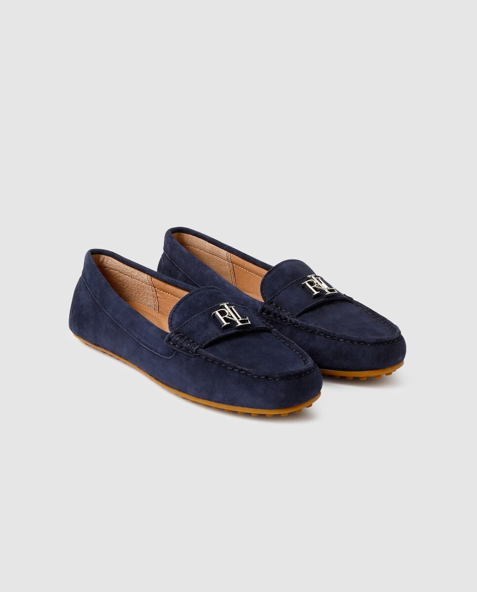 Lauren Ralph Lauren women's blue suede loafers with golden logo
