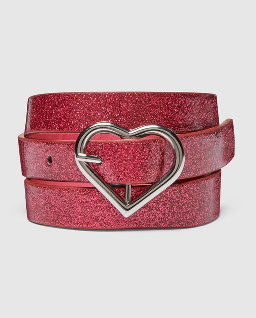 Cinturón de niña  fucsia con hebilla de corazón.