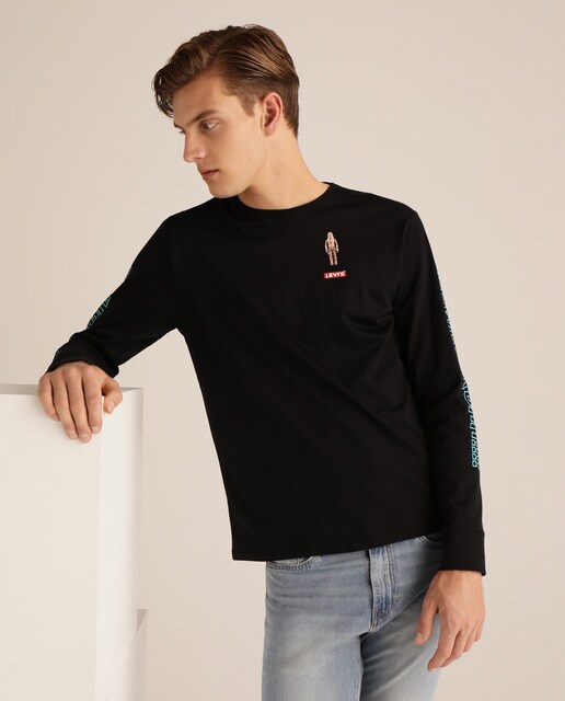 T-shirt STAR WARS preta de homem com manga comprida