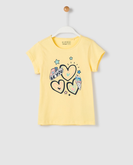 t shirt fille jaune
