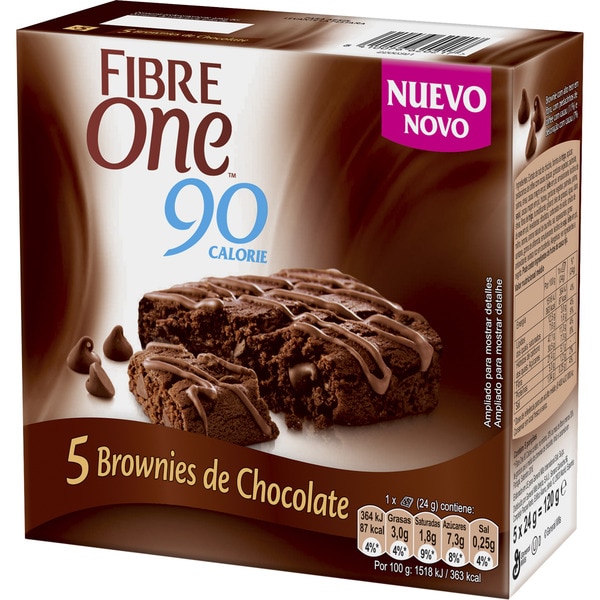 Brownies de chocolate 5 unidades estuche 120 g · FIBRE ONE
