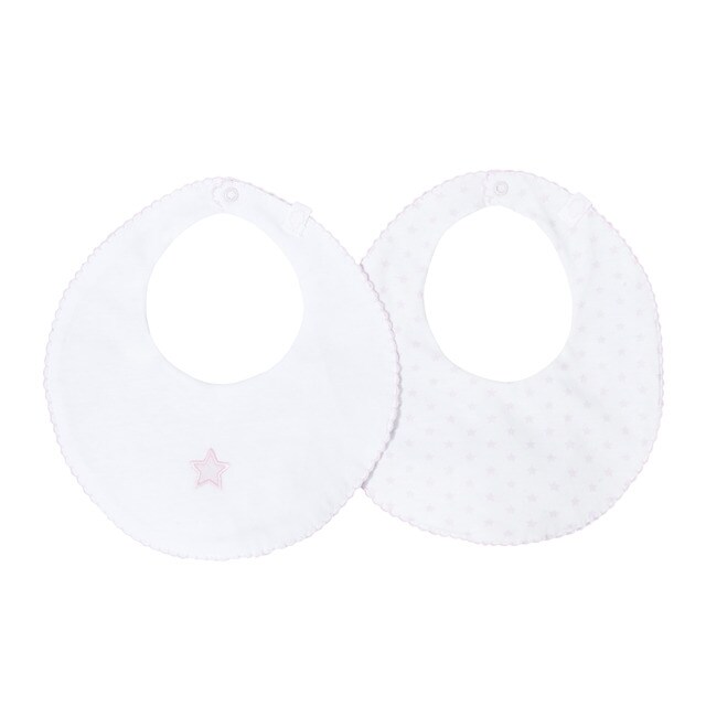 Cotton Juice Baby Home 2-pack of pink stars waterproof bibs
