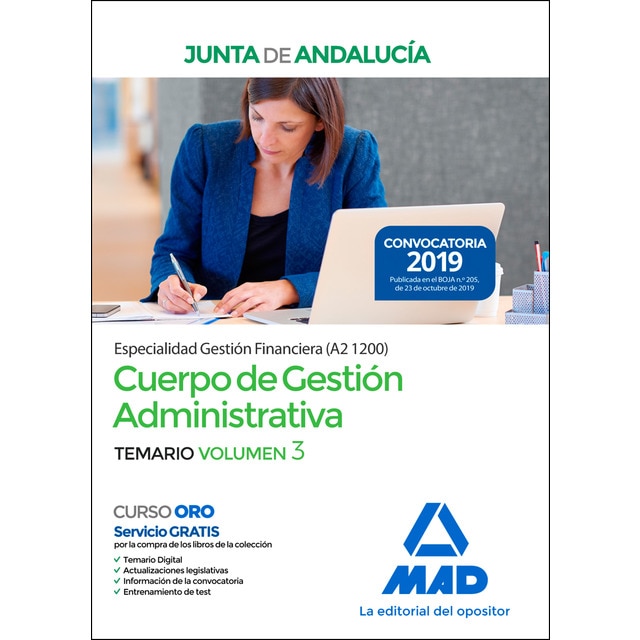 Cuerpo de gestión administrativa [especialidad gestión financiera (a2 1200)] de la junta de andalucía. Temario volumen 3 (Tapa blanda)