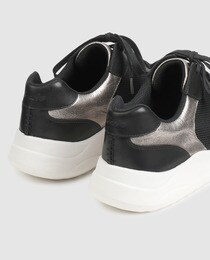 clarks black leather trainers