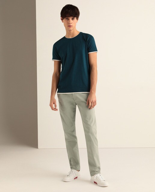 green slim fit chinos