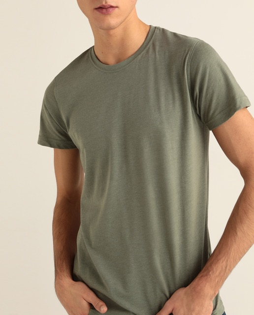 T-shirt manches courtes vert kaki homme | Vib's